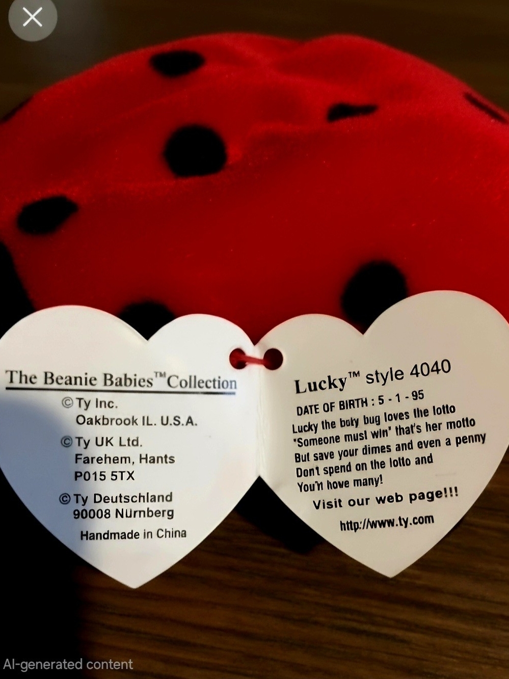 TY Beanie Babies "Lucky" Date Error No Stamp - Picture 5 of 7
